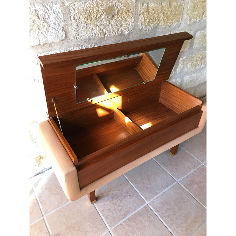 Vintage teak and fabric dressing table, 1970