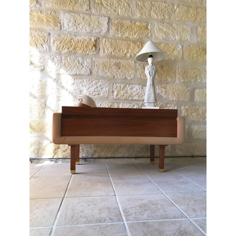 Vintage teak and fabric dressing table, 1970