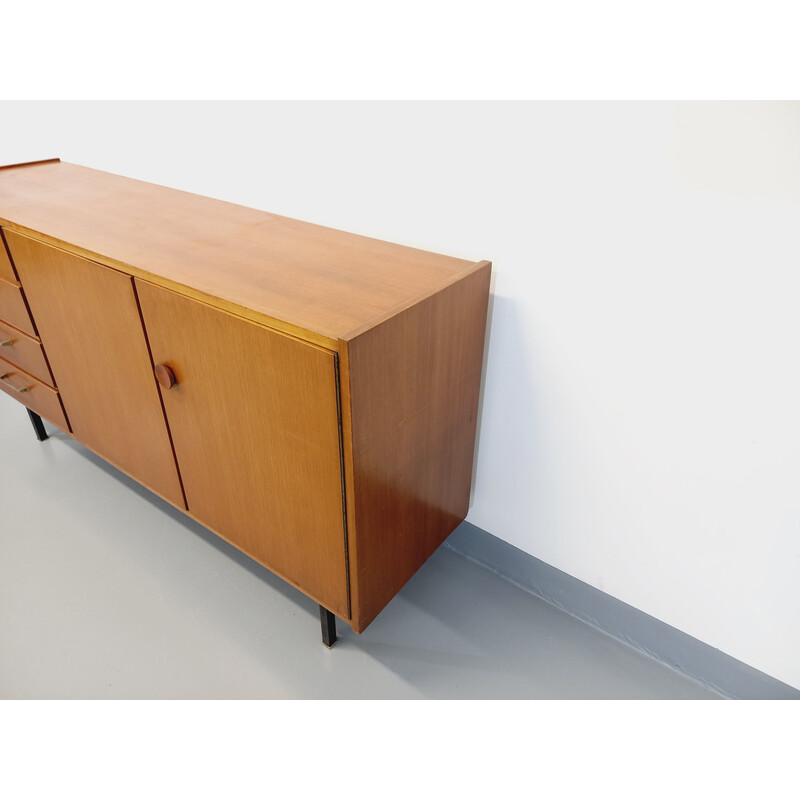 Vintage teak and black metal sideboard, 1960