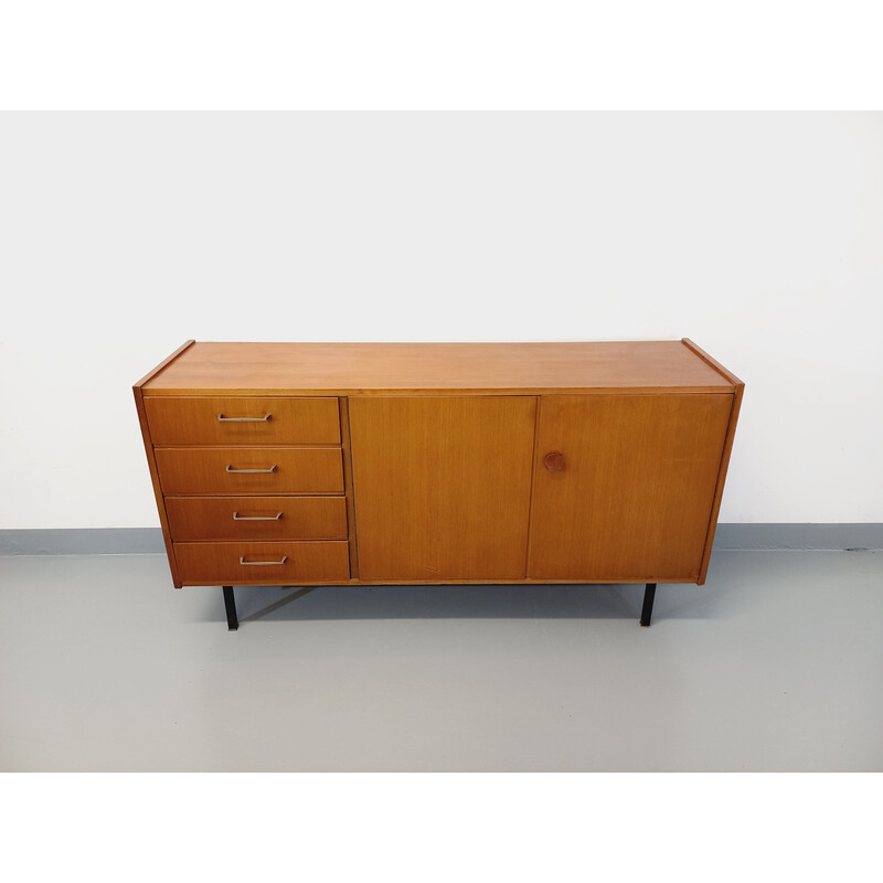 Vintage teak and black metal sideboard, 1960