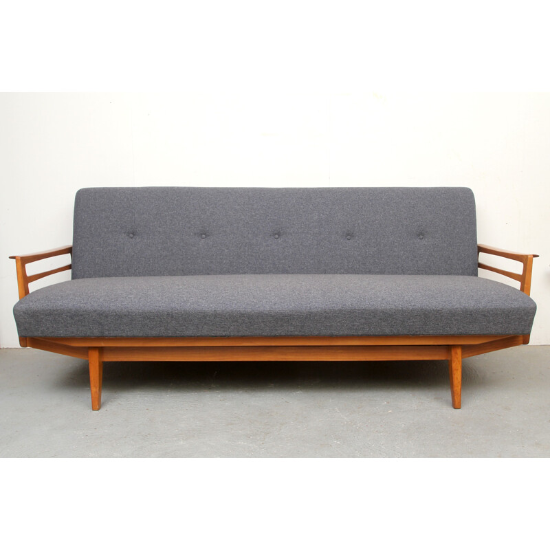 Grey daybed in cherrywood - 1950s