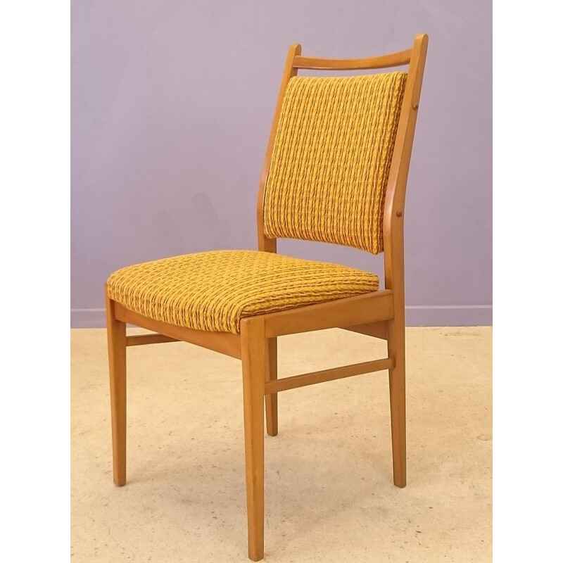 Set of 4 yellow beech chairs - 1950s