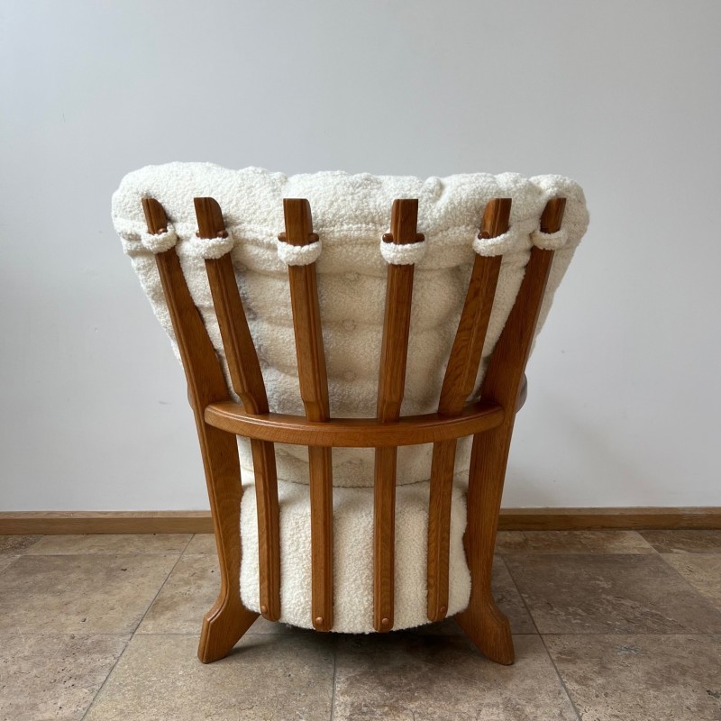 Mid-century French oakwood armchair by Guillerme et Chambron, 1960s