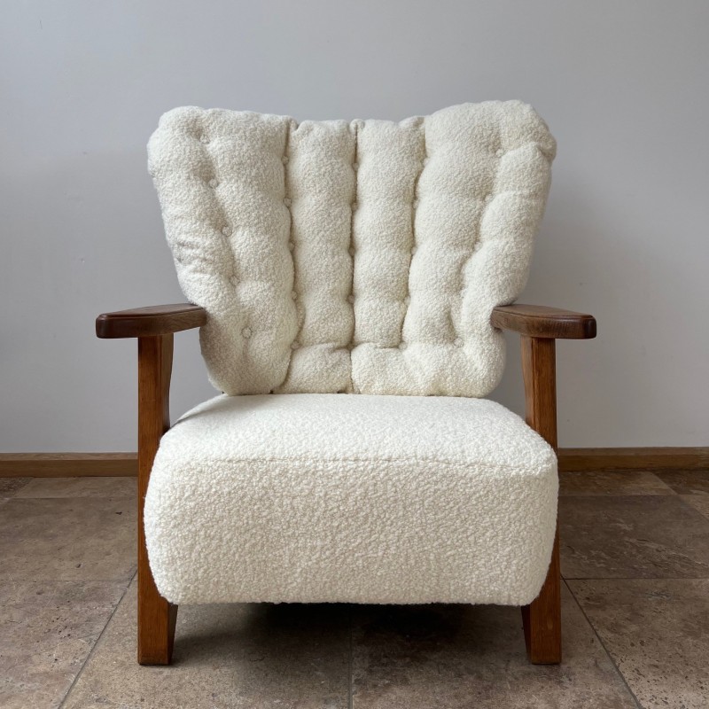 Sillón francés de madera de roble de mediados de siglo de Guillerme et Chambron, años 60