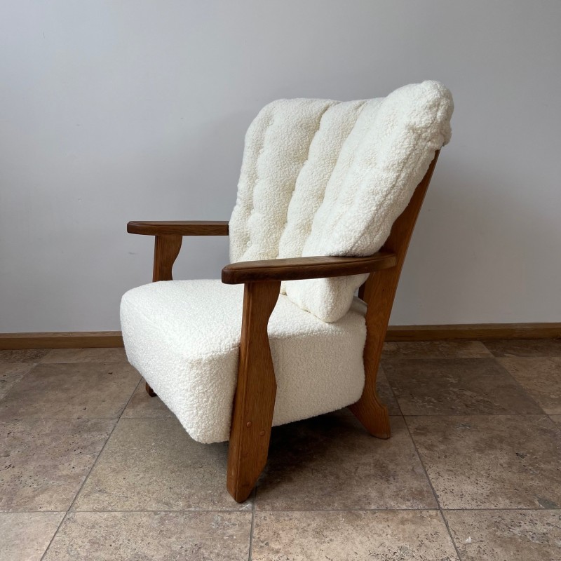 Fauteuil français vintage en chêne par Guillerme et Chambron, 1960