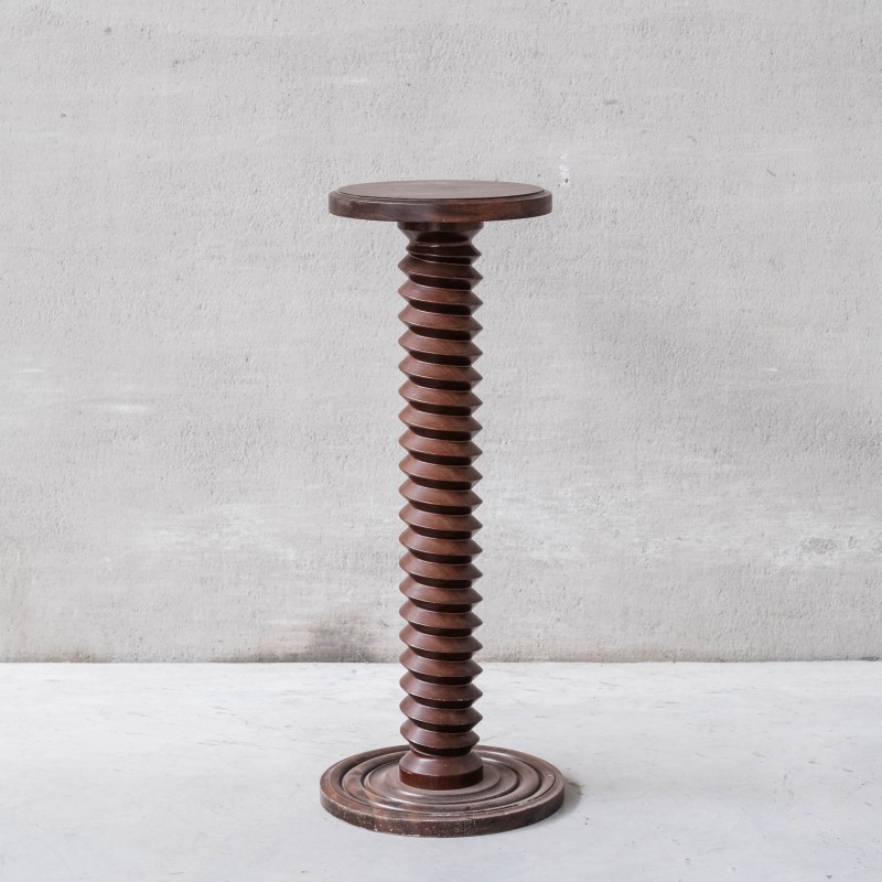 French mid-century turned oakwood pedestal, 1950s