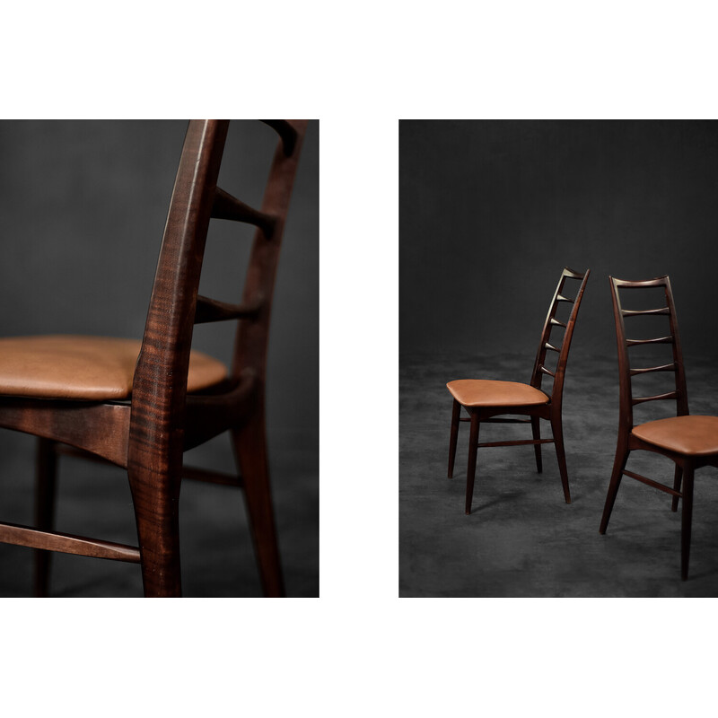 Pair of vintage Danish Lis chairs in rosewood and leather by Niels Koefoed for Koefoed Hornslet, 1961