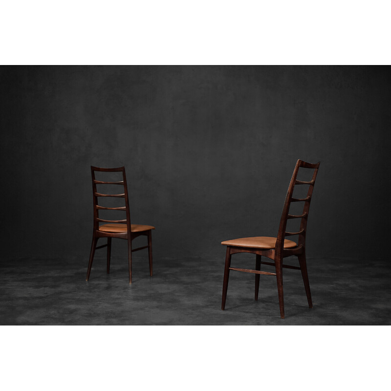 Pair of vintage Danish Lis chairs in rosewood and leather by Niels Koefoed for Koefoed Hornslet, 1961