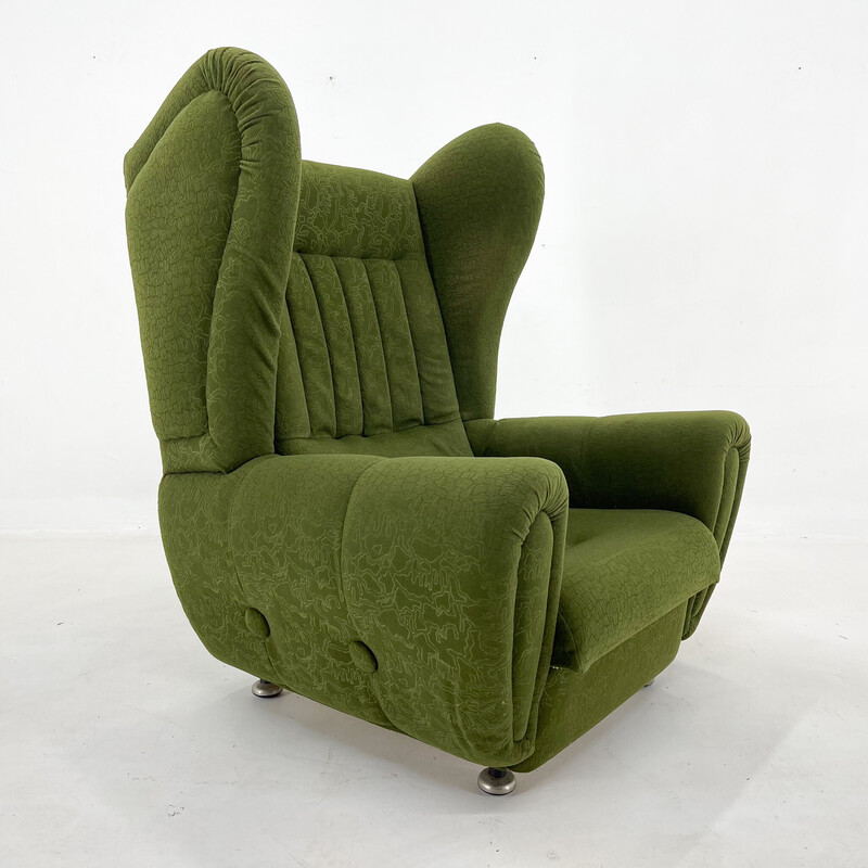 Mid-eeuwse wing zrm-stoel in groene stof, 1960