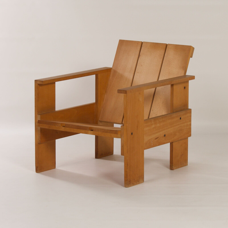 Vintage Crate fauteuil van Gerrit Rietveld voor Cassina, 1980
