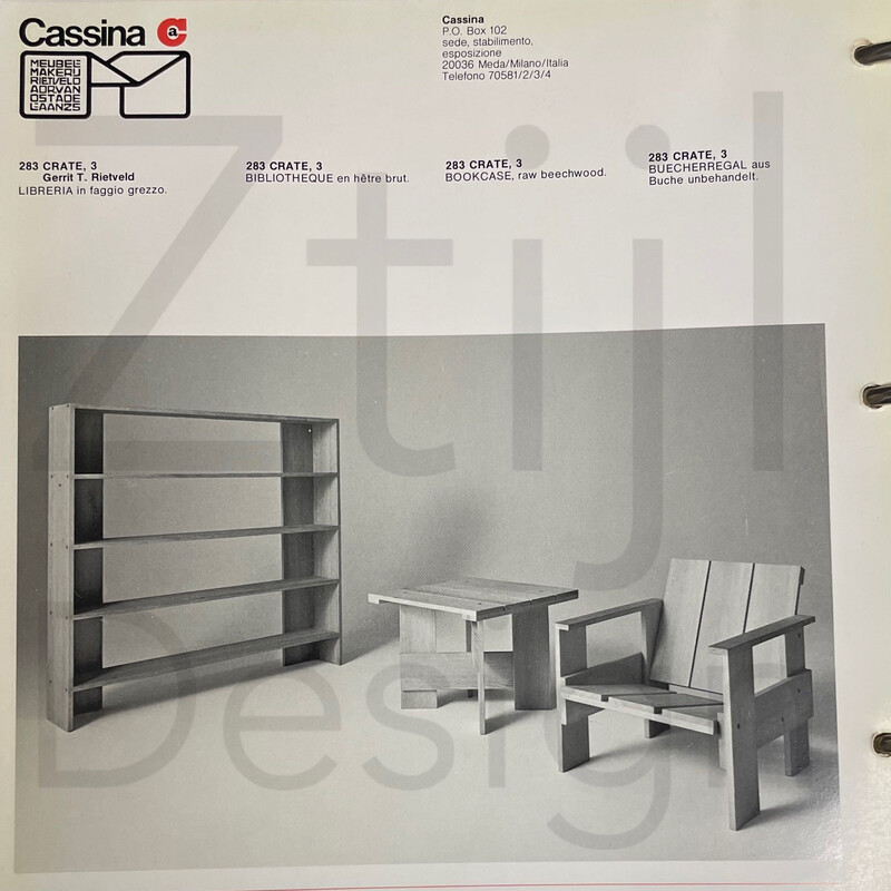Fauteuil vintage Crate de Gerrit Rietveld pour Cassina, 1980