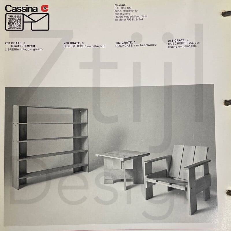 Poltrona vintage Crate di Gerrit Rietveld per Cassina, anni '80