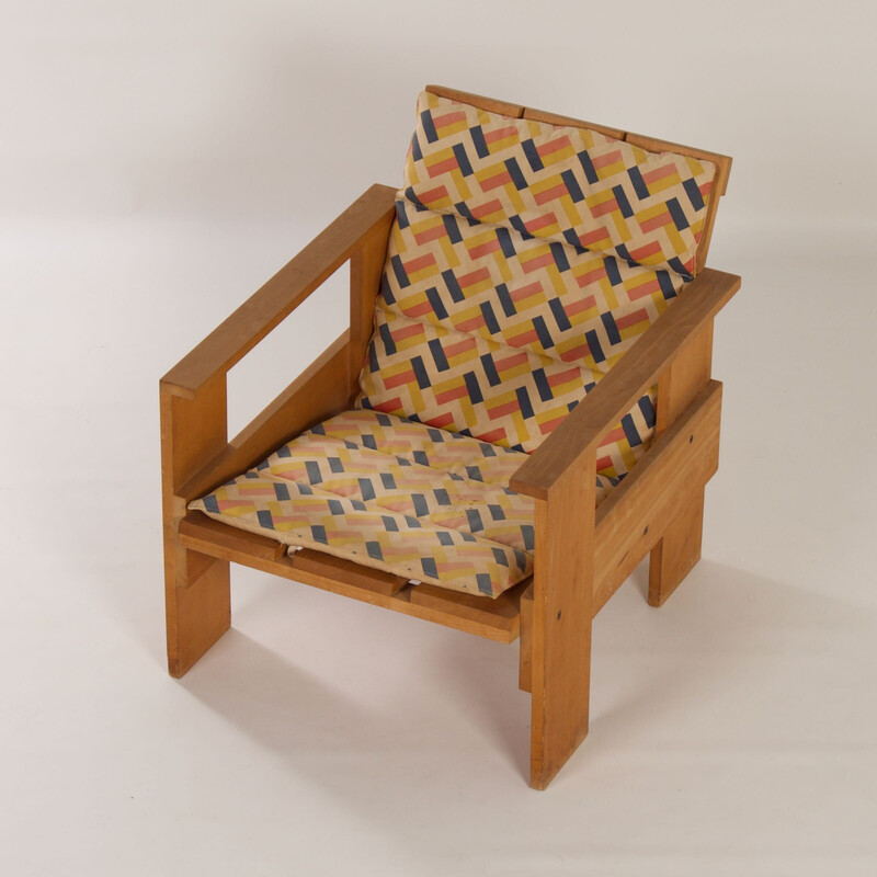 Vintage Crate fauteuil van Gerrit Rietveld voor Cassina, 1980