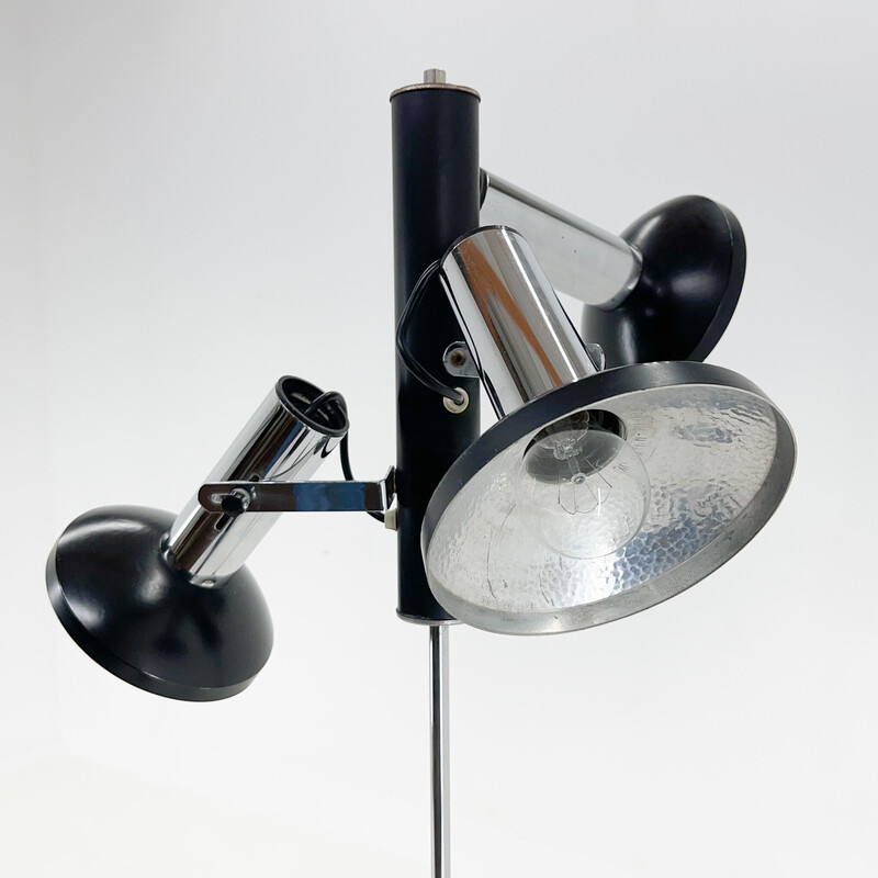 Lámpara de pie vintage cromada de 3 focos, Italia años 60