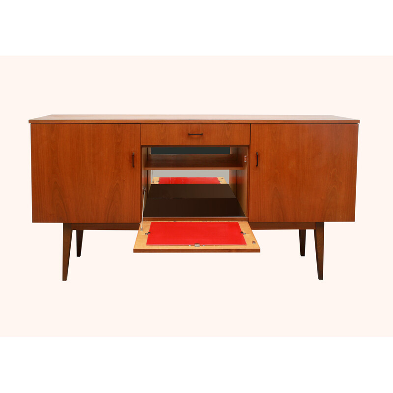 Vintage dressoir in walnoot met barkast, jaren 1960