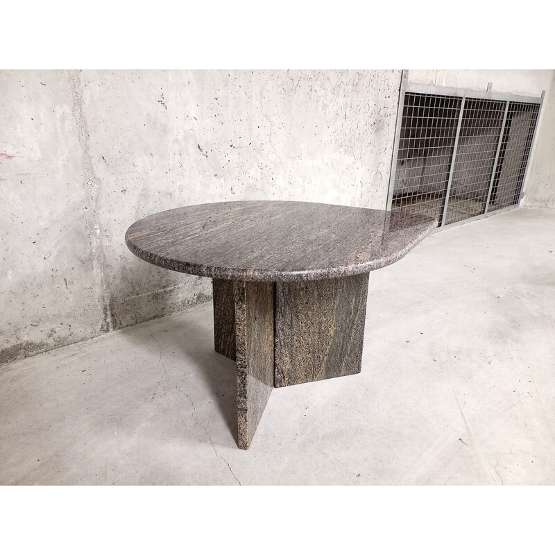 Mesa de centro vintage de granito gris, 1970