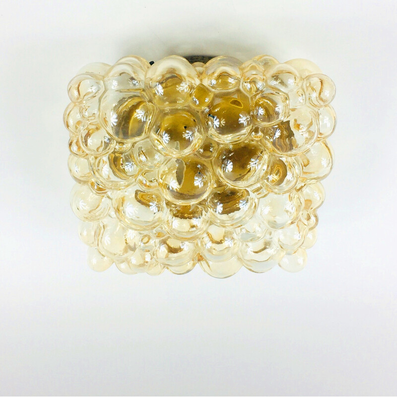 Mid-century amber bubble glass ceiling lamp by Helena Tynell for Limburg, Germany 1970s