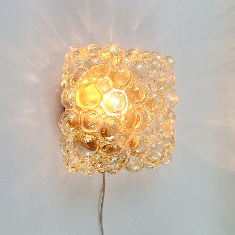 Mid-century amber bubbelglas plafondlamp door Helena Tynell voor Limburg, Duitsland 1970