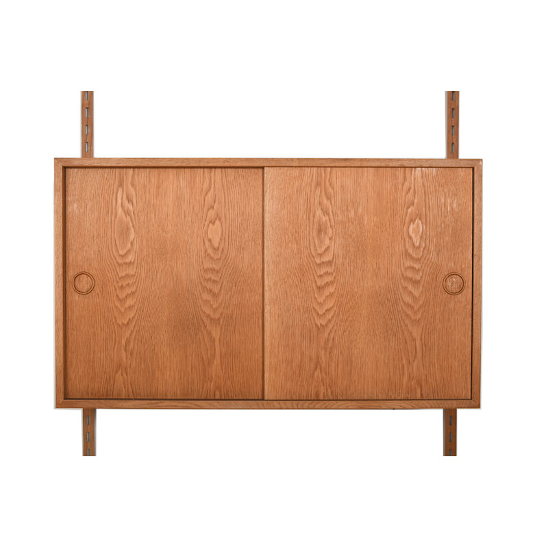 Vintage oakwood wall shelf system by Kai Kristiansen for Fm, Denmark 1960s