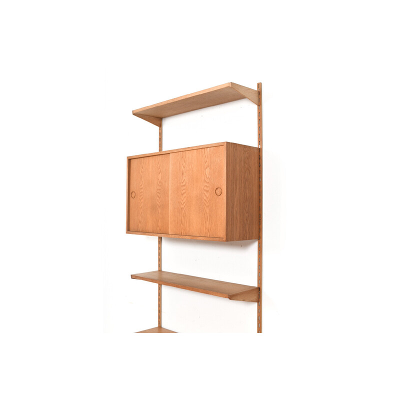 Vintage oakwood wall shelf system by Kai Kristiansen for Fm, Denmark 1960s