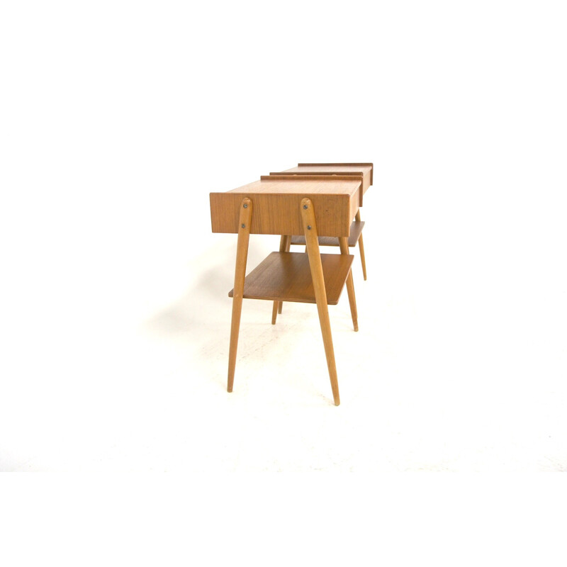 Pair of Scandinavian vintage teak night stands by Carlström, Sweden 1960