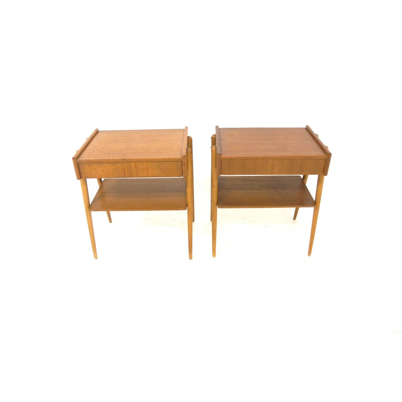 Pair of Scandinavian vintage teak night stands by Carlström, Sweden 1960