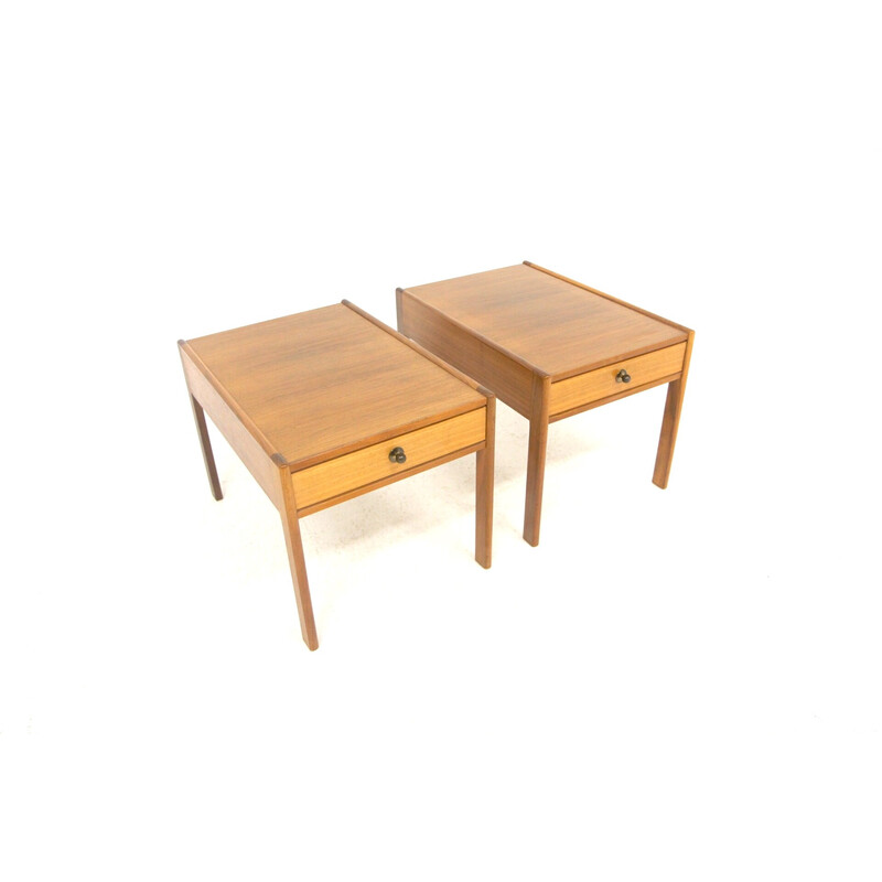 Pair of vintage walnut night stands, Sweden 1960