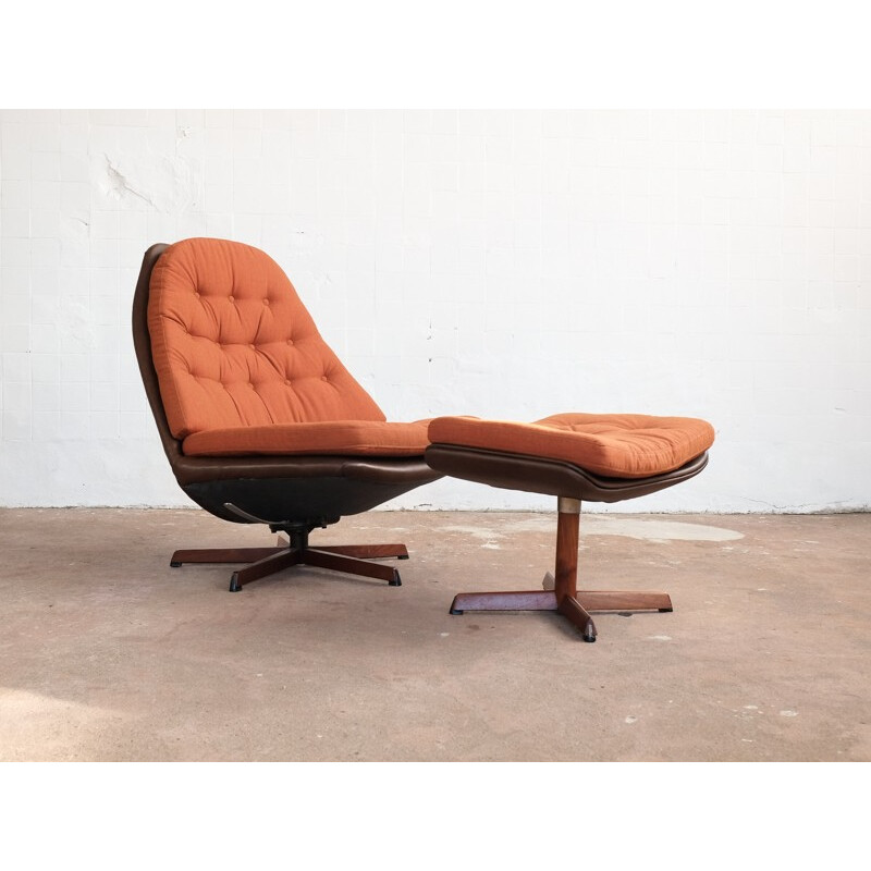 Fauteuil lounge et ottoman par Madsen & Schübell - 1960