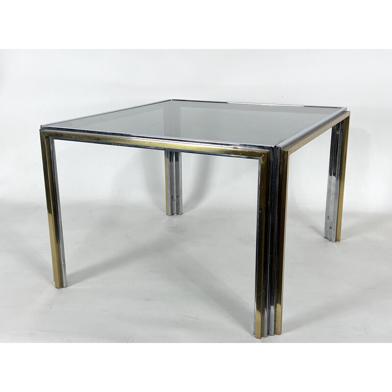 Mid-century chrome and brass side table, 1970s