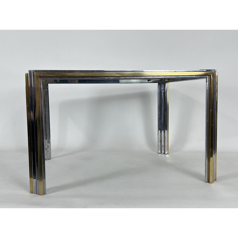 Table d'appoint vintage en chrome et laiton, 1970