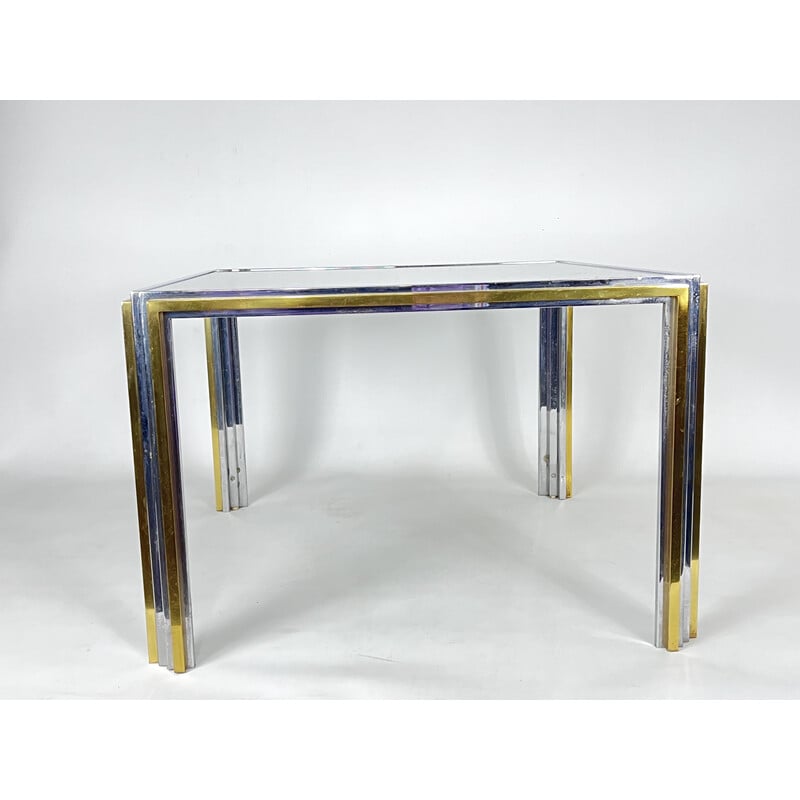 Mid-century chrome and brass side table, 1970s