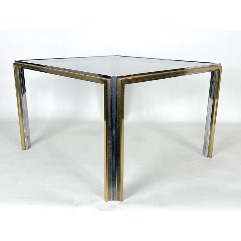 Mid-century chrome and brass side table, 1970s