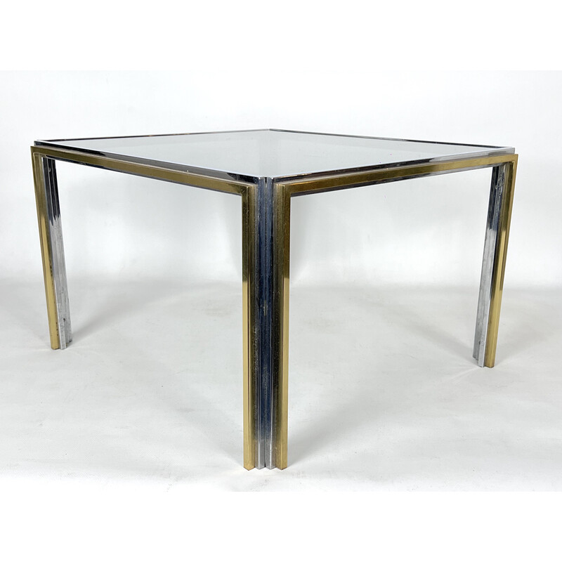 Table d'appoint vintage en chrome et laiton, 1970