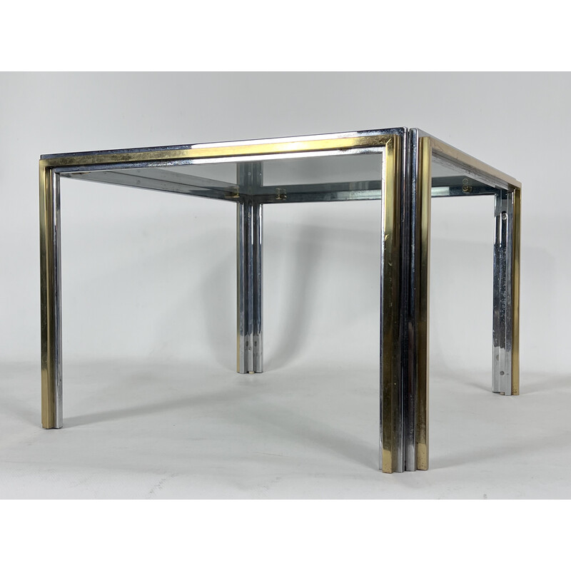 Table d'appoint vintage en chrome et laiton, 1970