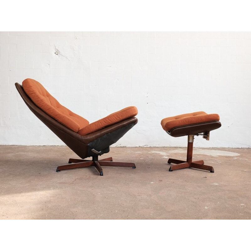 Fauteuil lounge et ottoman par Madsen & Schübell - 1960