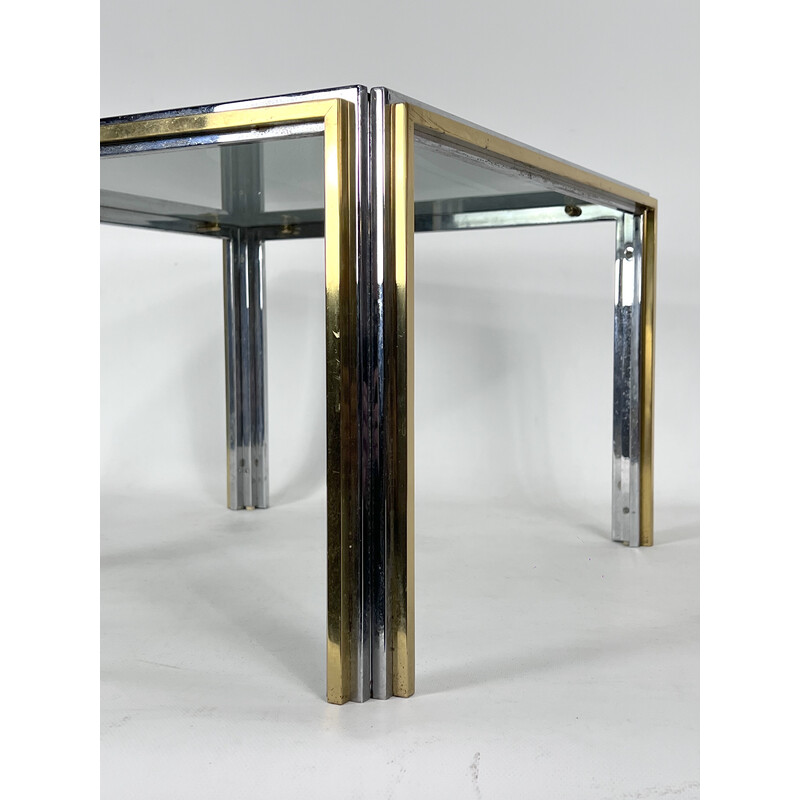 Table d'appoint vintage en chrome et laiton, 1970