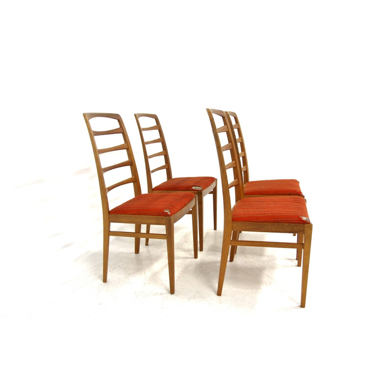 Set of 4 vintage oakwood "Reno" chairs by Bertil Fridhagen for Bodafors, Sweden 1960