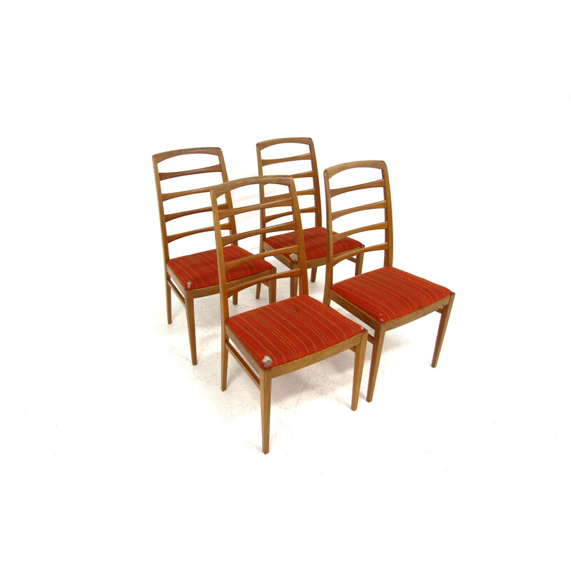 Set of 4 vintage oakwood "Reno" chairs by Bertil Fridhagen for Bodafors, Sweden 1960