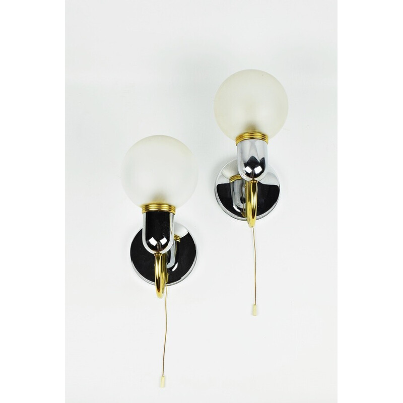 Pair of vintage Solken Leuchten wall lamps, 1980s