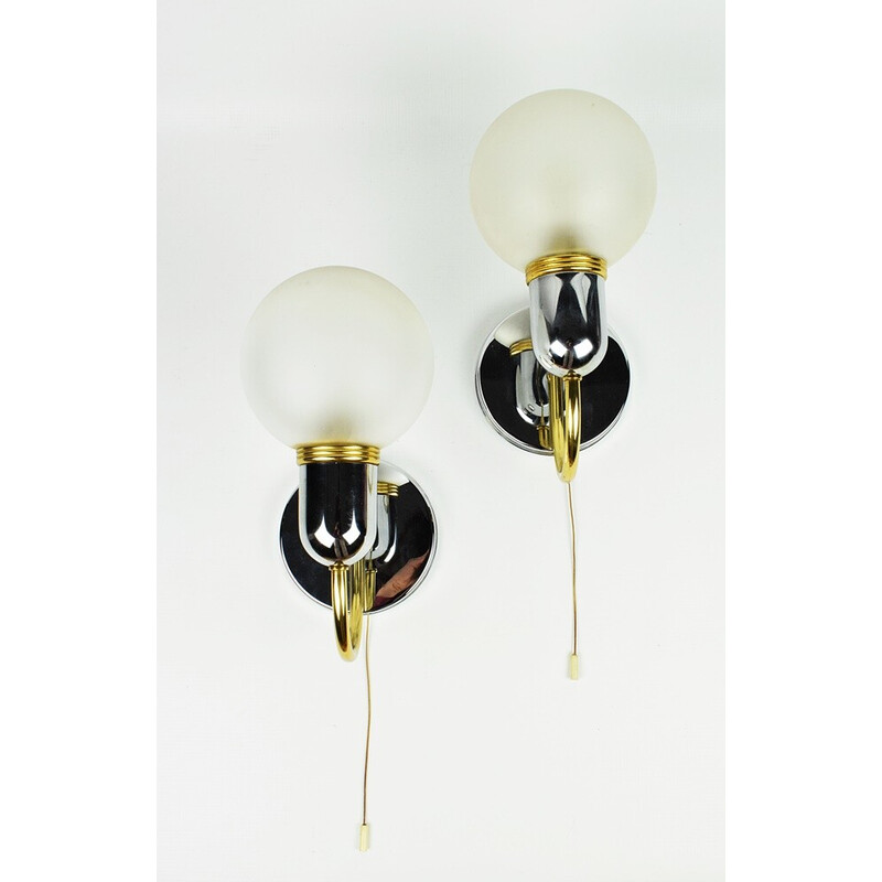 Pair of vintage Solken Leuchten wall lamps, 1980s