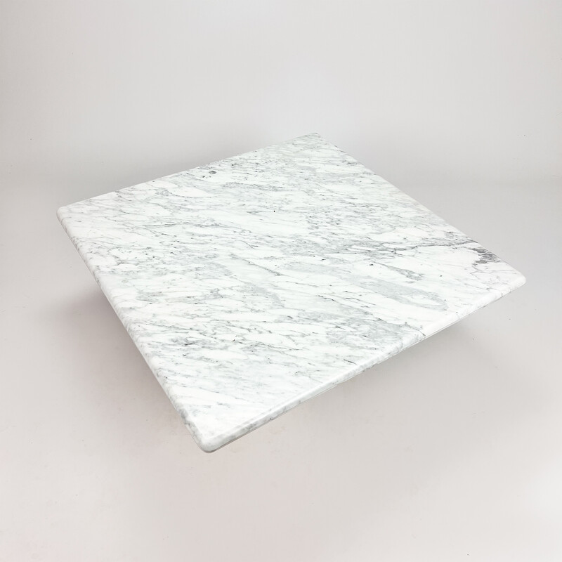 Vintage square Italian Carrera marble coffee table, 1970s