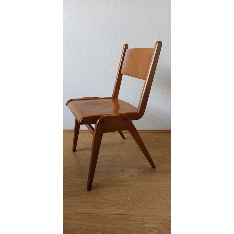 Set of 4 vintage stacking chairs, 1950