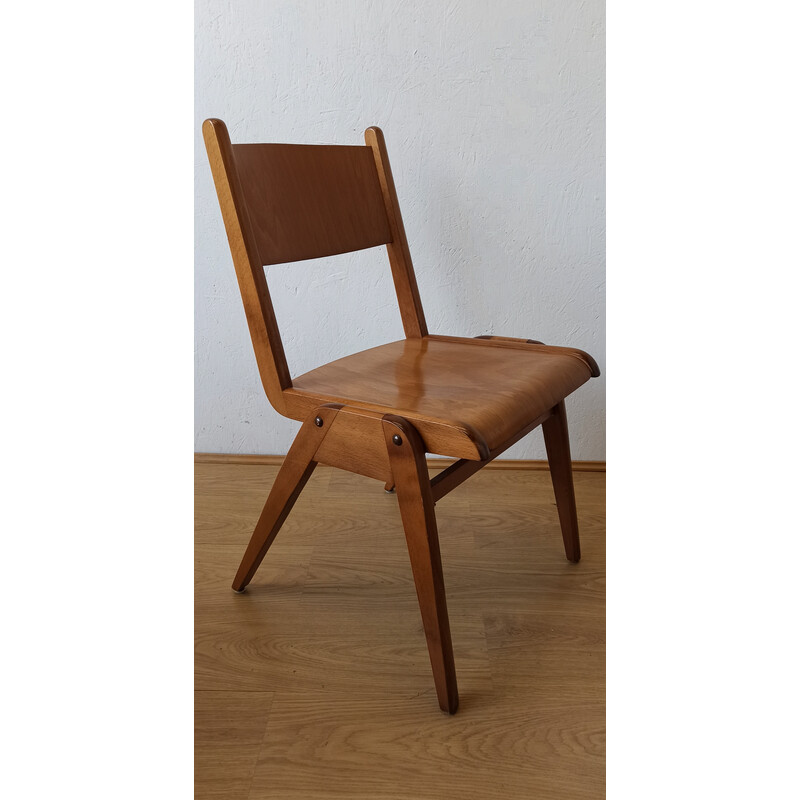 Set of 4 vintage stacking chairs, 1950