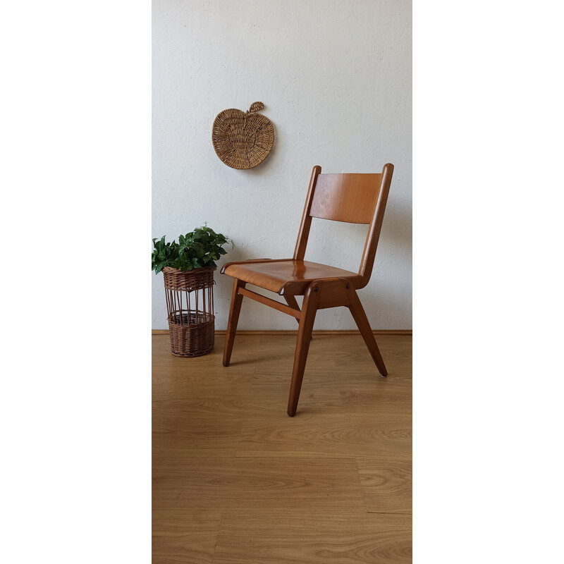 Set of 4 vintage stacking chairs, 1950