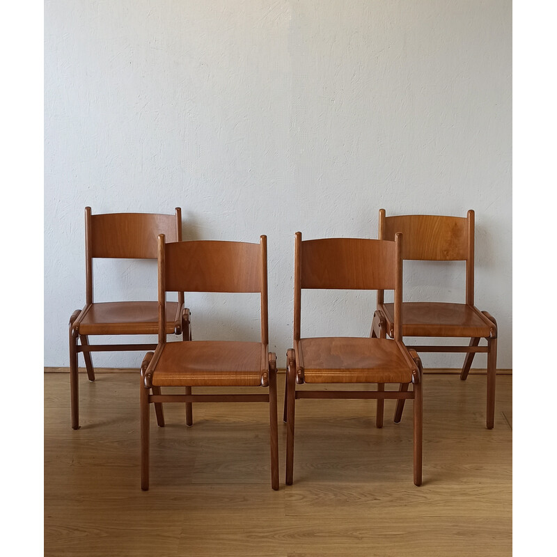 Conjunto de 4 cadeiras de empilhamento vintage, 1950