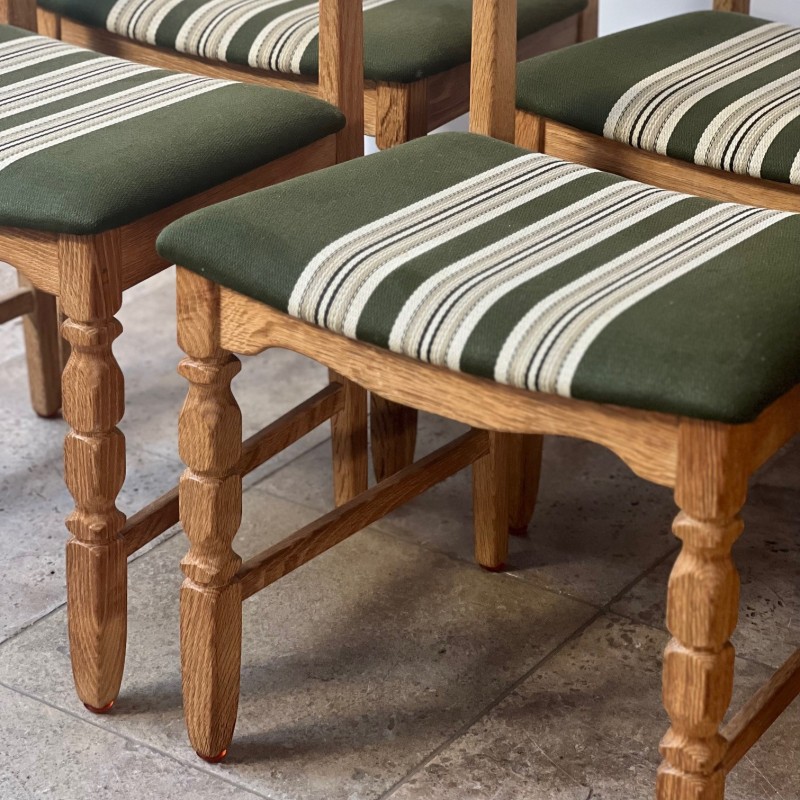 Conjunto de 6 cadeiras de madeira de carvalho "Razor" de Henning Kjaernulf, década de 1960