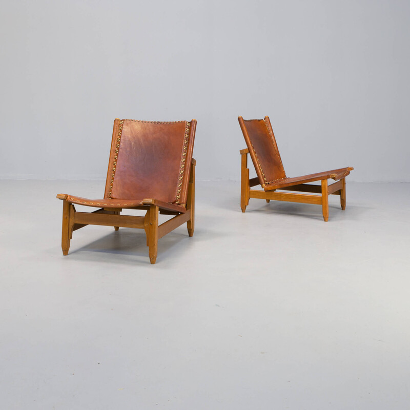 Pair of vintage low armchairs by Werner Biermann for Arte Sano, 1970s