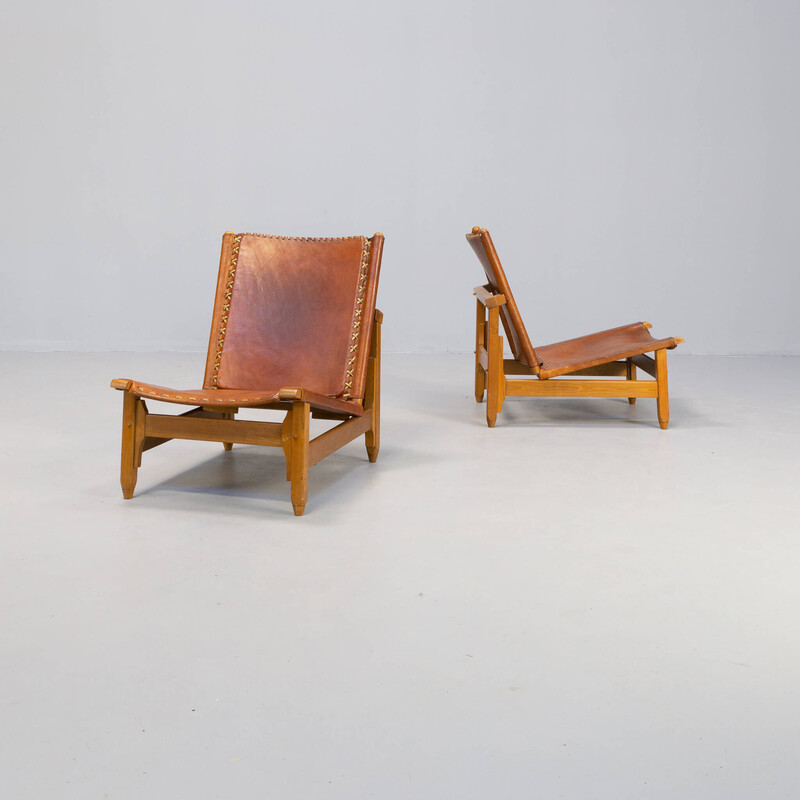 Pair of vintage low armchairs by Werner Biermann for Arte Sano, 1970s