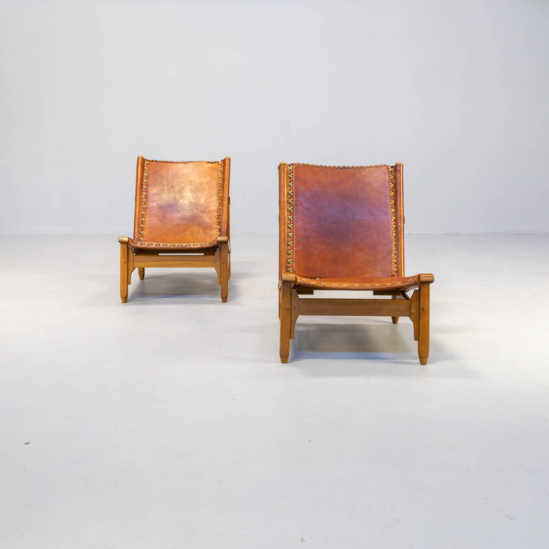 Pair of vintage low armchairs by Werner Biermann for Arte Sano, 1970s