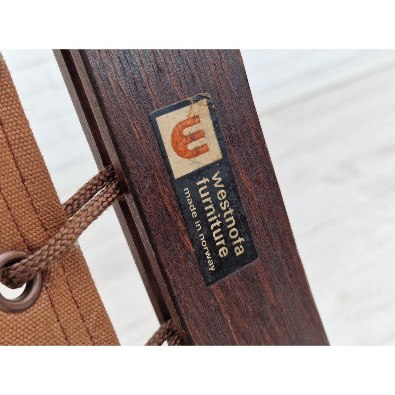 Vintage Noorse "Siesta" armstoel van leder en gebogen hout van Ingmar Relling, jaren 1960